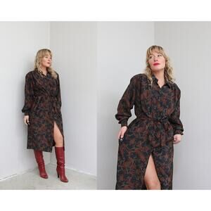 1990's Vintage Doncaster Midi Paisley Secretary Dress ~ Women's MD LG ~ Blouson